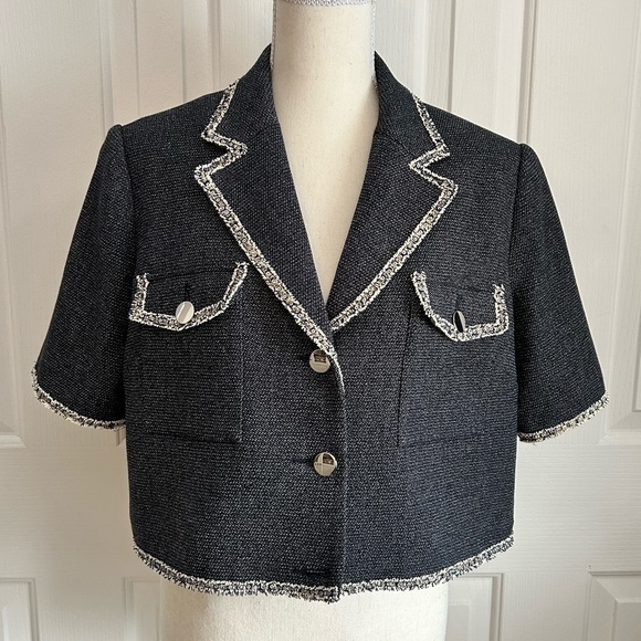 Nwt Tristan Women Jacket, Short Sleeves, Beautiful Piping, Large